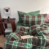Vintage Plaid Bedding Set - Green & Brown