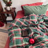 Vintage Plaid Bedding Set - Red & Green