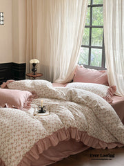 Vivienne Floral Double Gauze Bedding Set - Blush Pink