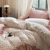 Vivienne Floral Double Gauze Bedding Set - Blush Pink