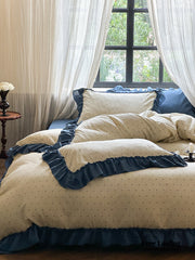 Vivienne Floral Double Gauze Bedding Set - Cobalt Blue