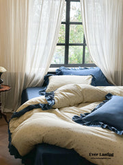 Vivienne Floral Double Gauze Bedding Set - Cobalt Blue