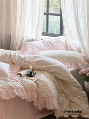 Vivienne Floral Double Gauze Bedding Set - Light Pink