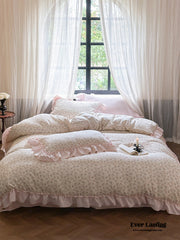 Vivienne Floral Double Gauze Bedding Set - Light Pink