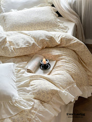 Vivienne Floral Double Gauze Bedding Set - Pale Yellow