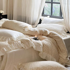 Vivienne Floral Double Gauze Bedding Set - Pale Yellow