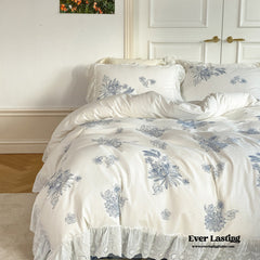 White Cottage Washed Cotton Ruffle Bedding Set