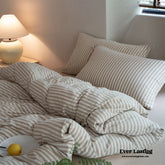 Wren Fresh Striped Jersey Knit Bedding Set - Beige