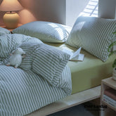 Wren Fresh Striped Jersey Knit Bedding Set - Green