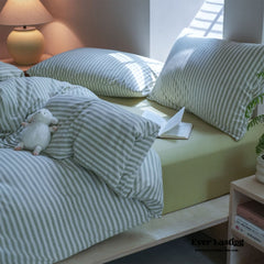 Wren Fresh Striped Jersey Knit Bedding Set - Green