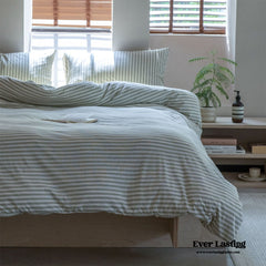 Wren Fresh Striped Jersey Knit Bedding Set - Green