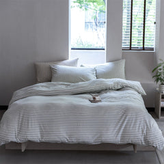 Wren Fresh Striped Jersey Knit Bedding Set - Green