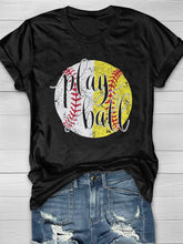Play Ball Baseball Softball Print Short Sleeve T-shirt