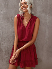 Sleeveless Ruffled High Waist Skirt