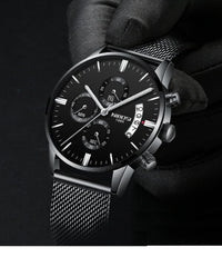 Men's Fashion Minimalist Wrist Watch with Stainless Steel Mesh Band