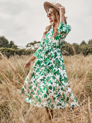 Vestido estampado con cordones