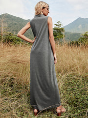 Vestido largo sin mangas de corte entallado