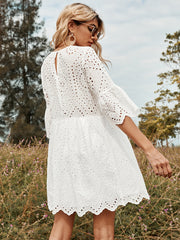 White Cutout Loose Dress