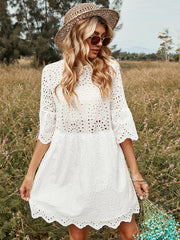 White Cutout Loose Dress