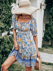 Vestido estampado de cintura alta