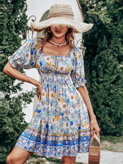 Vestido estampado de cintura alta