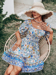 Vestido estampado de cintura alta