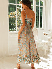 V-neck Rayon Sling Floral Dresses