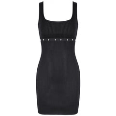 Ärmelloses Mini-Bandage-Kleid mit Riemchen und Metallnieten PP19121