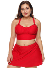 Traje de baño con falda holgada y cintura alta con abertura