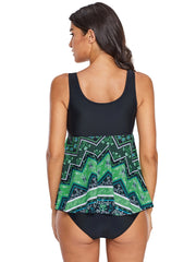 Tankini-Badeoberteil mit Rock und lebendigem Druck