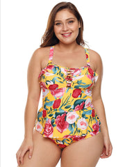 Traje de baño de una pieza con estampado floral Plus