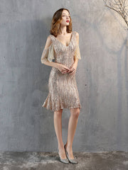 V-neck short evening dress
