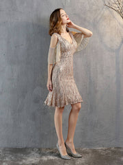 V-neck short evening dress