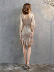 V-neck short evening dress