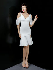 V-neck short evening dress