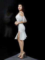 V-neck short evening dress