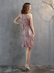 Colorful bead short banquet evening dress