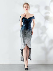 Vestido de noche sexy con cuentas degradadas