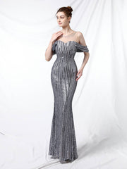 Vestido largo de noche de fiesta con lentejuelas