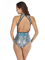 Traje de baño de una pieza con cuello halter