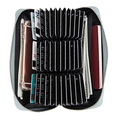 Cartera larga de cuero con órgano anti RFID