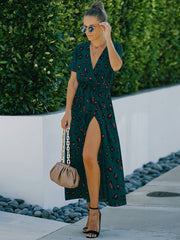 Vestido estampado con cuello en V