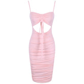 Ärmelloses, figurbetontes Kleid mit Riemchendesign und Cut-Outs über dem Knie HI1071