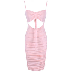 Ärmelloses, figurbetontes Kleid mit Riemchendesign und Cut-Outs über dem Knie HI1071