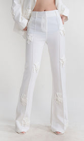 STEREO FLOWER MID-RISE JEANS in Weiß