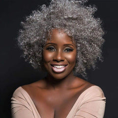 Short curly hair gray explosive head wig