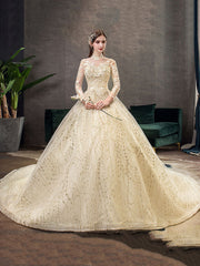 Vestido de novia estilo Hepburn vintage de manga larga y cuello alto