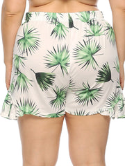 Pantalones casuales con volantes y cintura elástica con estampado holgado