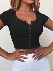 Cropped Navel Kurzarm-T-Shirt