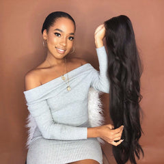 Women's long curly black hair wig